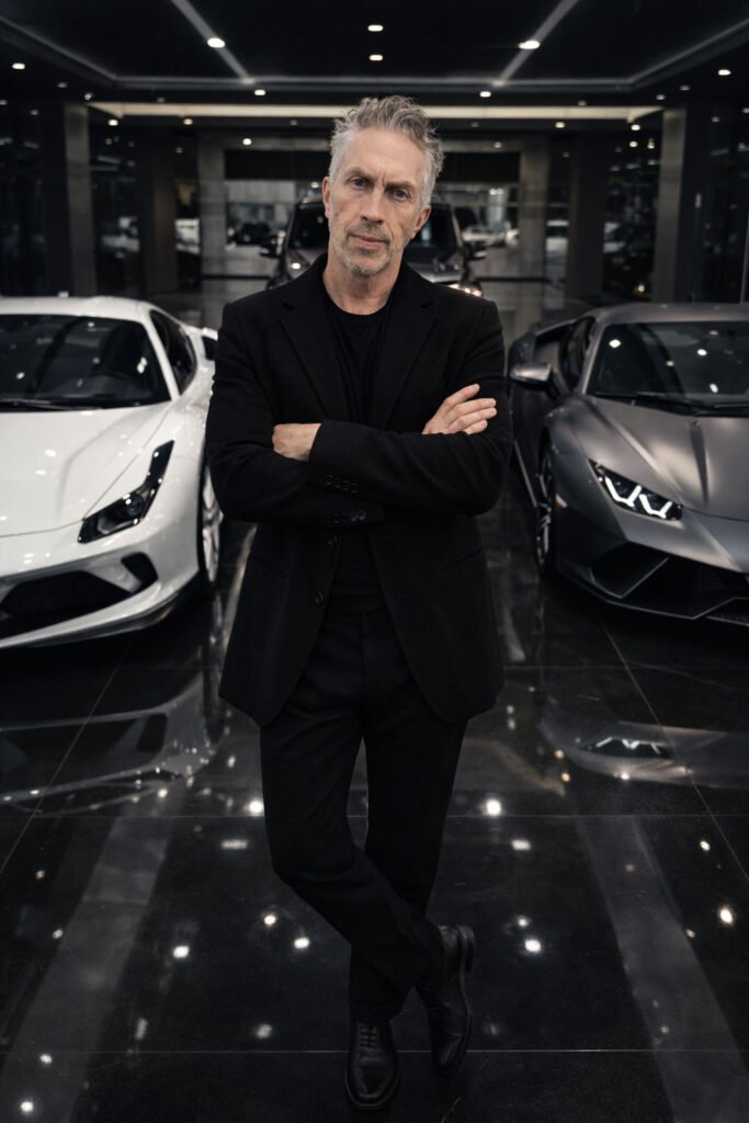 It's time for business Adam. Adam standing in a garage of exotic cars looking as though it is time to take finances serious.